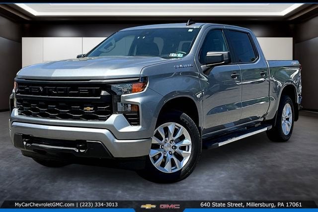 2024 Chevrolet Silverado 1500 Custom in Sterling Gray Metallic — front three-quarter view