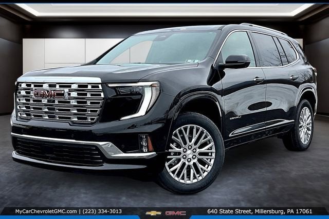 2026 GMC Acadia Denali in Ebony Twilight Metallic — front three-quarter view