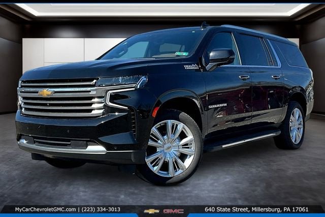 2024 Chevrolet Suburban High Country in Black — front three-quarter view