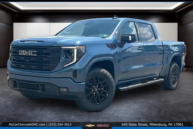 2026 GMC Sierra 1500 Elevation in Downpour Metallic — front three-quarter view