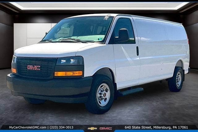 2026 GMC Savana Cargo Work Van in Summit White — front three-quarter view