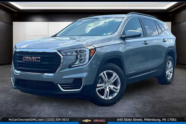 2024 GMC Terrain SLE in Sterling Metallic — front three-quarter view