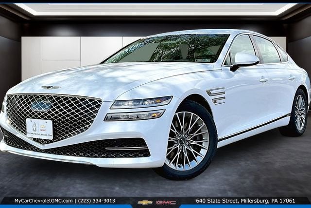 2023 Genesis G80 2.5T in White — front three-quarter view